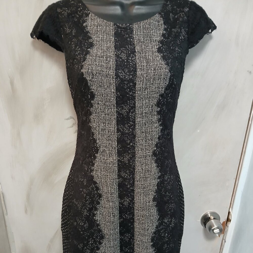 Betsey Johnson Black and Silver Lace Mini Dress